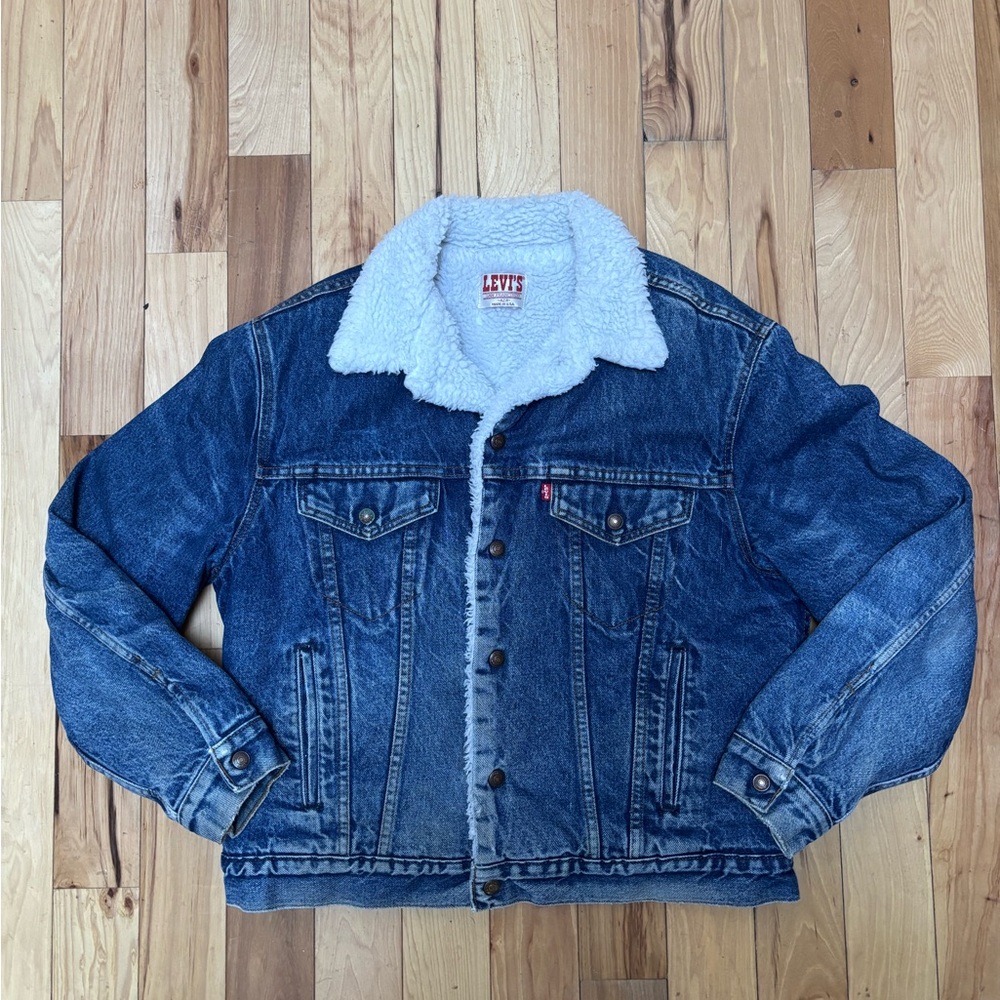 Vintage Levi's Sherpa Lined Denim Trucker Jacket Size 42 - Medium